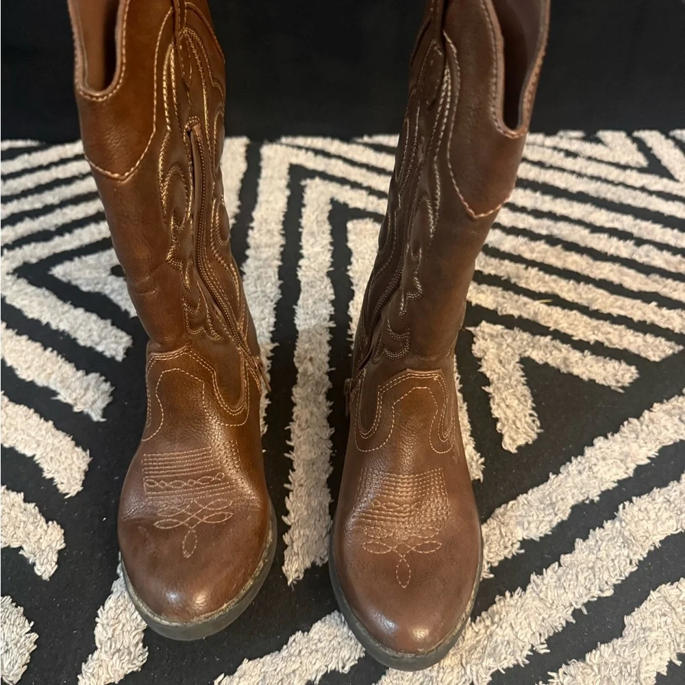 Cat & Jack Brown Kids Western Zip-Up Boots